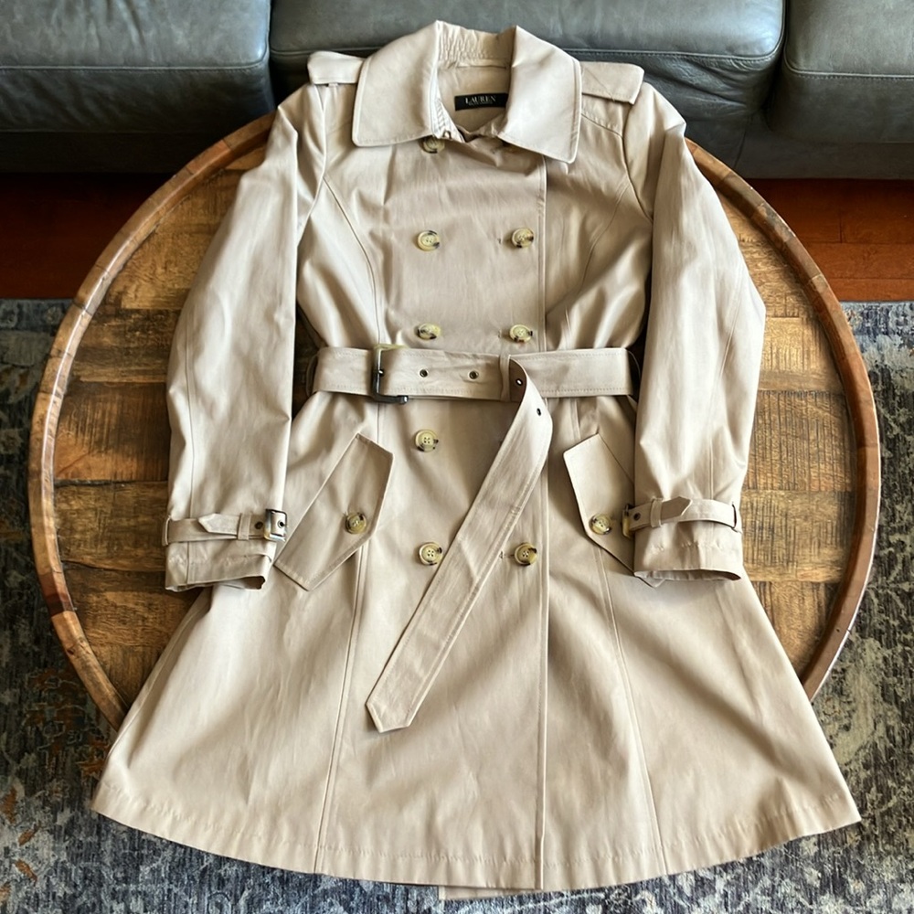 Lauren Ralph Lauren Belted Trench Coat in Birch Tan Size XS